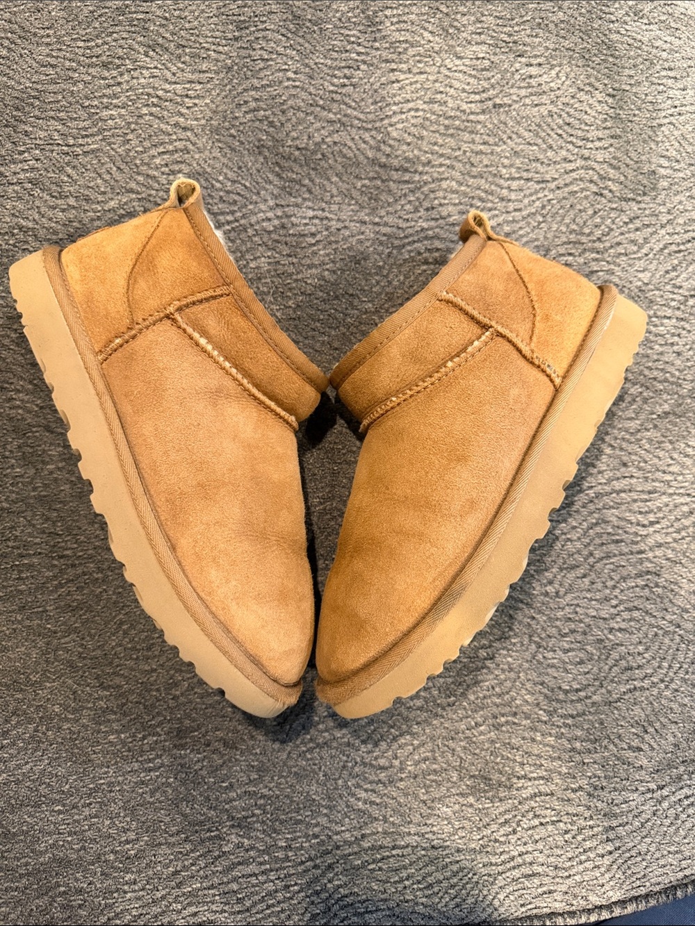 UGG Chestnut Suede Ankle Slip-On Boots
